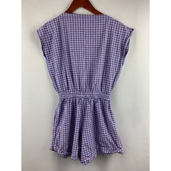 Joes USA Womens Plaid Cotton Romper S With Pockets - Picture 4 of 4